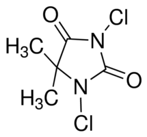 Strcture of 1,3-Dichloro-5,5-dimethylhydantoin CAS 118-52-5