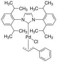 Structure of [1,3-Bis(2,6-diisopropylphenyl)imidazol-2-ylidene]chloro[3-phenylallyl]palladium(II) CAS 884879-23-6