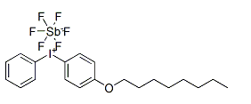 Structure of (4-(Octyloxy)phenyl)(phenyl)iodonium hexafluorostibate(V) CAS 121239-75-6