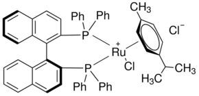 Structure of (S)-RuCl[(p-cymene(BINAP)Cl CAS 130004-33-0