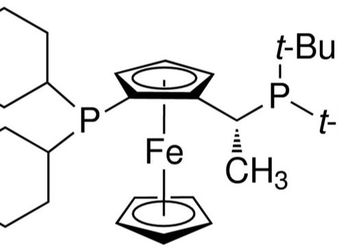 Structure of (R)-(-)-1-[(S)-2-(Dicyclohexylphosphino)ferrocenyl]ethyldi-t-butylphosphine CAS 158923-11-6