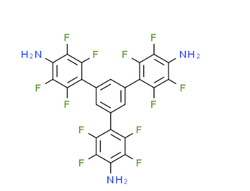 structure of5'-(4-amino-2,3,5,6-tetrafluorophenyl)-2,2'',3,3'',5,5'',6,6''-octafluoro-[1,1':3',1''-terphenyl]-4,4''-diamine CAS 1872200-99-1