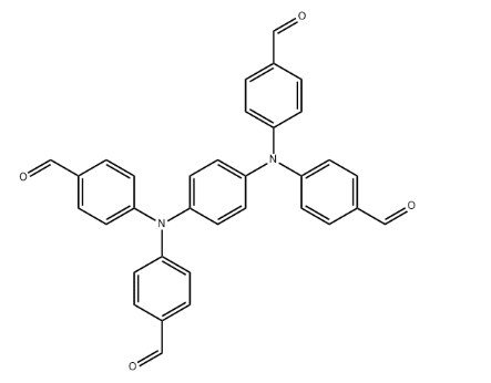 structure of 4,4',4'',4'''-(1,4-Phenylenebis(azanetriyl))tetrabenzaldehydeCAS854938-59-3