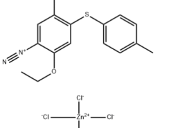 structure of 2,5-Diethoxy-4-[(4-methylphenyl)thio]-benzenediazonium tetrachlorozincate CAS 38656-51-8