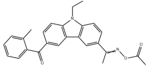 Structure of 1-[9-Ethyl-6-(2-methylbenzoyl)-9H-carbazol-3-yl]ethanone 1-(O-acetyloxime) CAS 478556-66-0