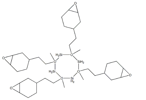 Structure of tetrakis[(epoxycyclohexyl)ethyl]tetramethylcyclotetrasiloxane CAS 121225-98-7