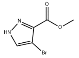 Structure of 1H-Pyrazole-3-carboxylic acid, 4-bromo-, methyl ester CAS 81190-89-8