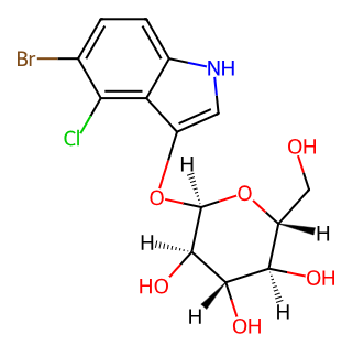 Structure of 5-Bromo-4-chloro-3-indoxyl alpha-D-glucopyranoside CAS 108789-36-2